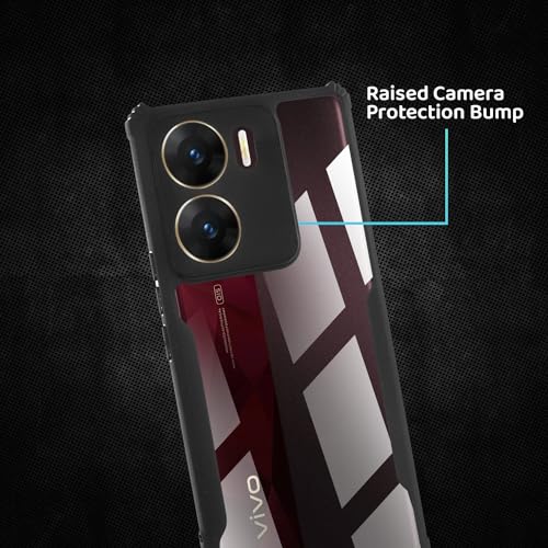 Image of Polycarbonate Crystal Clear Back Cover Case for Vivo V29E 5G | 360 Degree Protection | Shock Proof Design | Transparent Back Cover for Vivo V29E 5G - Black Bumper