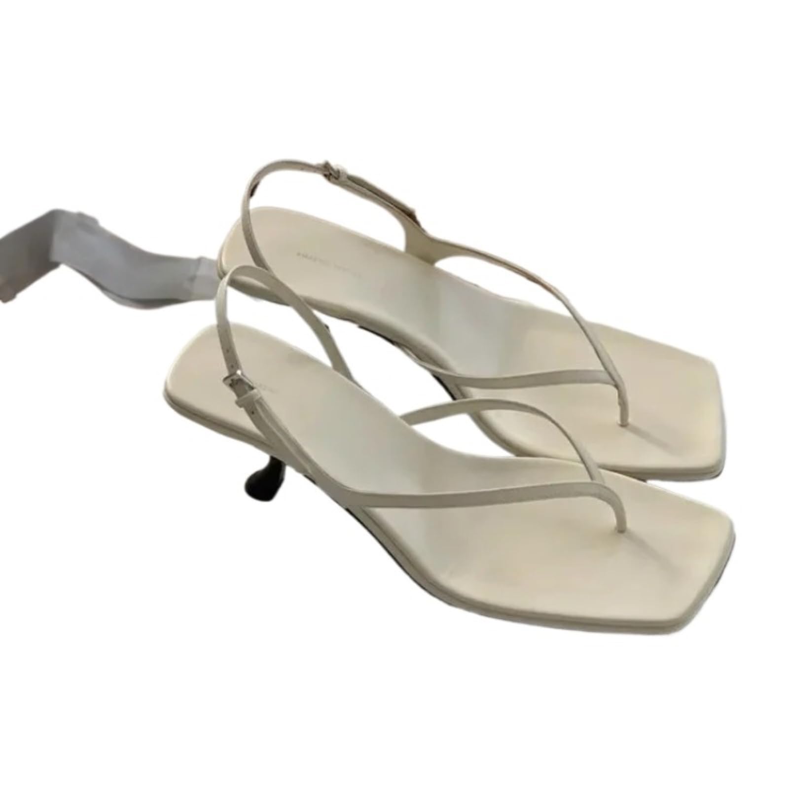 Pantofole Donna Gattino Tacco Slingback Sandali Quadrato Punta Tanga Scarpe Estive, Cinturino Regolabile-brown-39