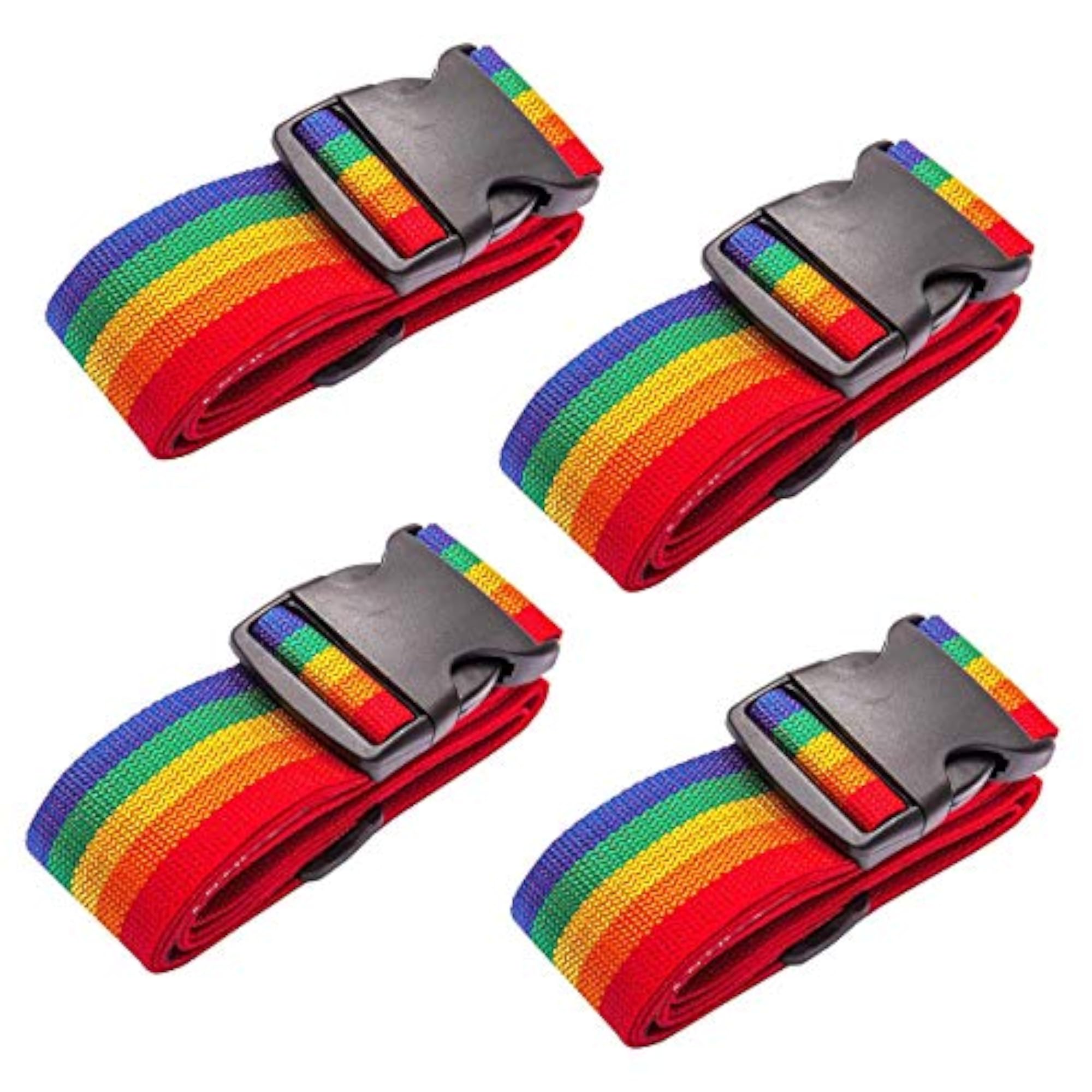 4 Pcs Heavy Duty Adjustable Suitcase Belts, Rainbow