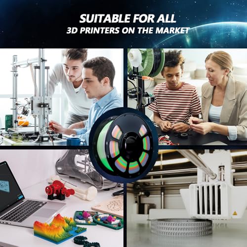 Image of iBOSS Rapid PLA+ Filament 1.75mm Luminous Rainbow, PLA Plus Glow in The Dark 3D Printer Filament 1kg Spool, Dimensional Accuracy + /- 0.02mm, Brilliant Long-Lasting Glow Rainbow 02