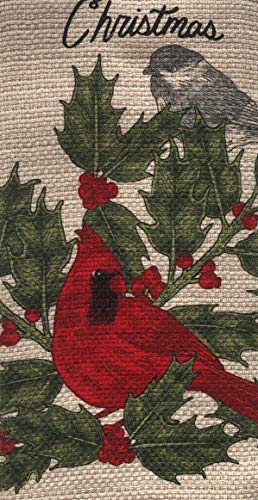 St. Nicholas Square Christmas Kitchen Dish Towels 100% Cotton Red Cardinal Holiday Print - Set Of 2 #TOP4