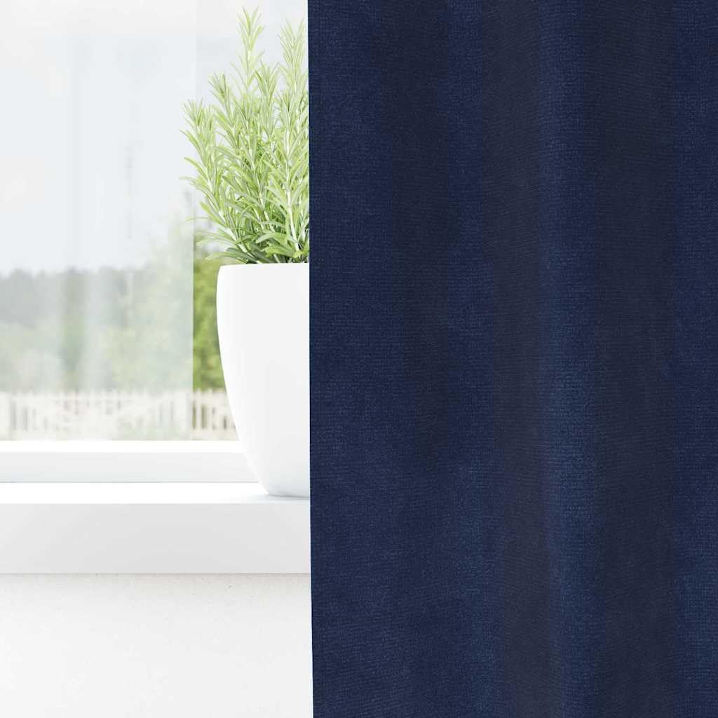 Cortinas opacas 2 unidades azul oscuro 140 x 260 cm de terciopelo con trabillas de tela, cortinas de fácil cuidado para dormitorio, salón, bloquean la luz