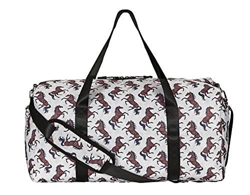 Lila Galloping Bay Horses Duffle Bag Beige - Main Image