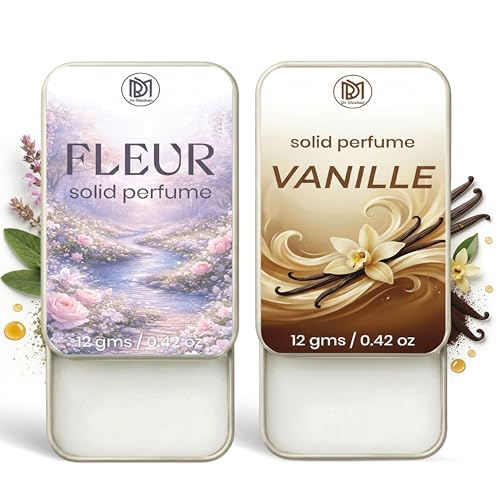 Image of Dr.Mashur Solid Perfume |Vanille&Fleur Alcohol Free Wax Perfume Balm, Long Lasting | Pocket Tin 12g, Pack Of 2| Non Greasy Smooth Glide, Travel Friendly Men And Women