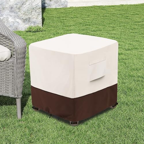 Image of Bitubi Waterproof Patio Ottoman Cover, Heavy Duty Square Outdoor Side Table Furniture Covers Size 22L x 22W x 18H inch (Brown)
