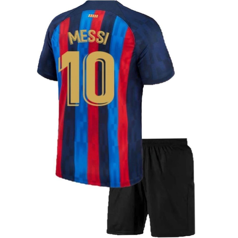 Football Soccer Barce Messi 10 Jersey Set Football T-Shirt with Black Shorts (Kid's, Boy's & Men's)-image-21