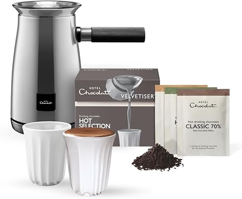 Hotel Chocolat Velvetiser - Máquina de chocolate caliente en casa - Máquina de chocolate caliente de grado barista - Edición platino - 2 cápsulas de