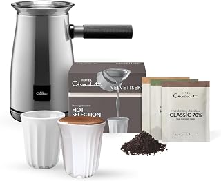 Hotel Chocolat Velvetiser - In-Home Hot Chocolate Machine - Barista-Grade Hot Chocolate Maker - Platinum Edition - 2 Ceramic Podcups & 10 Single-Serve Sachets