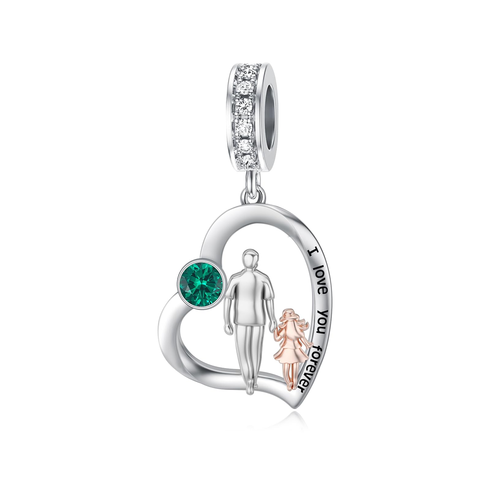 PROESS Father Mother Daughter Charm fit Charms Bracelet Sterling Silver Charms for Bracelets Birthday Valentines Day Gifts for Daughter Mother Lover