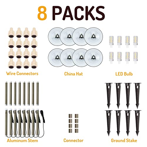 Lumina Low Voltage Landscape Lighting Cast-Aluminum Outdoor Path And Area Light Warm White 3W G4 Led Bulb And Abs Heavy Duty Ground Stake Included For Yard Walkway Lawn - Bronze Pal0101-Bzled8 (8Pk) #TOP2