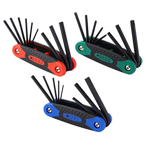 RUJOI Folding Allen Wrench Set, Hex Key Set with SAE/METRIC/TORX in 25 Piece Sizes ,Fold Allen Key Set made of CR-V Alloy Steel for Hand tools and bike tool kit,MIT