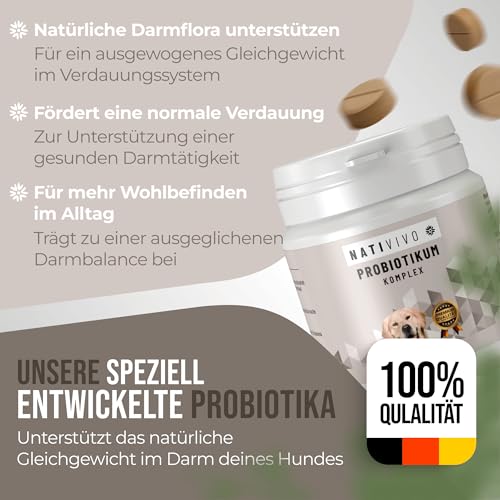 NATIVIVO Probiotika Hund Sodbrennen - Darmkur für Hunde Made in Germany
