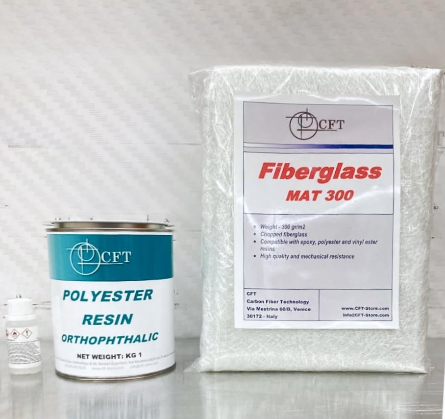 Fiberglass Kit | Polyester Resin KG 0.5 + MAT300 in Fiberglass MQ 1