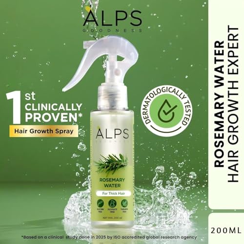 Image of Alps Goodness Rosemary Water Spray For Hair Growth (200 ml) | Hair Spray for Regrowth | Adds Shine | Reduces Hairfall |20% Minoxidil | With 5% Salicylic Acid Prevents Dandruff