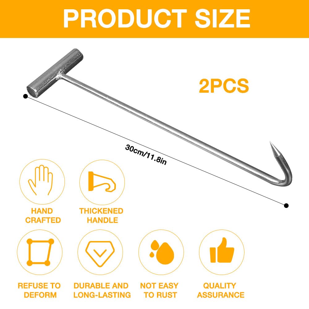Crochet Regard Acier Inoxydable Yardwe Crochet De Couvercle Pour Trou D' égout - 2 Crochets De Levage Robustes En Acier Inoxydable - Gadget De Levage Pour Porte En T Accessoire Plomberie Bricolage