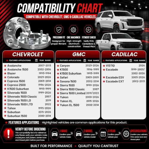 Image of CMO 10mm 6x5.5 /6x139.7 Wheel Spacers Fits GMC Sierra 1500 & Yukon 2PCS