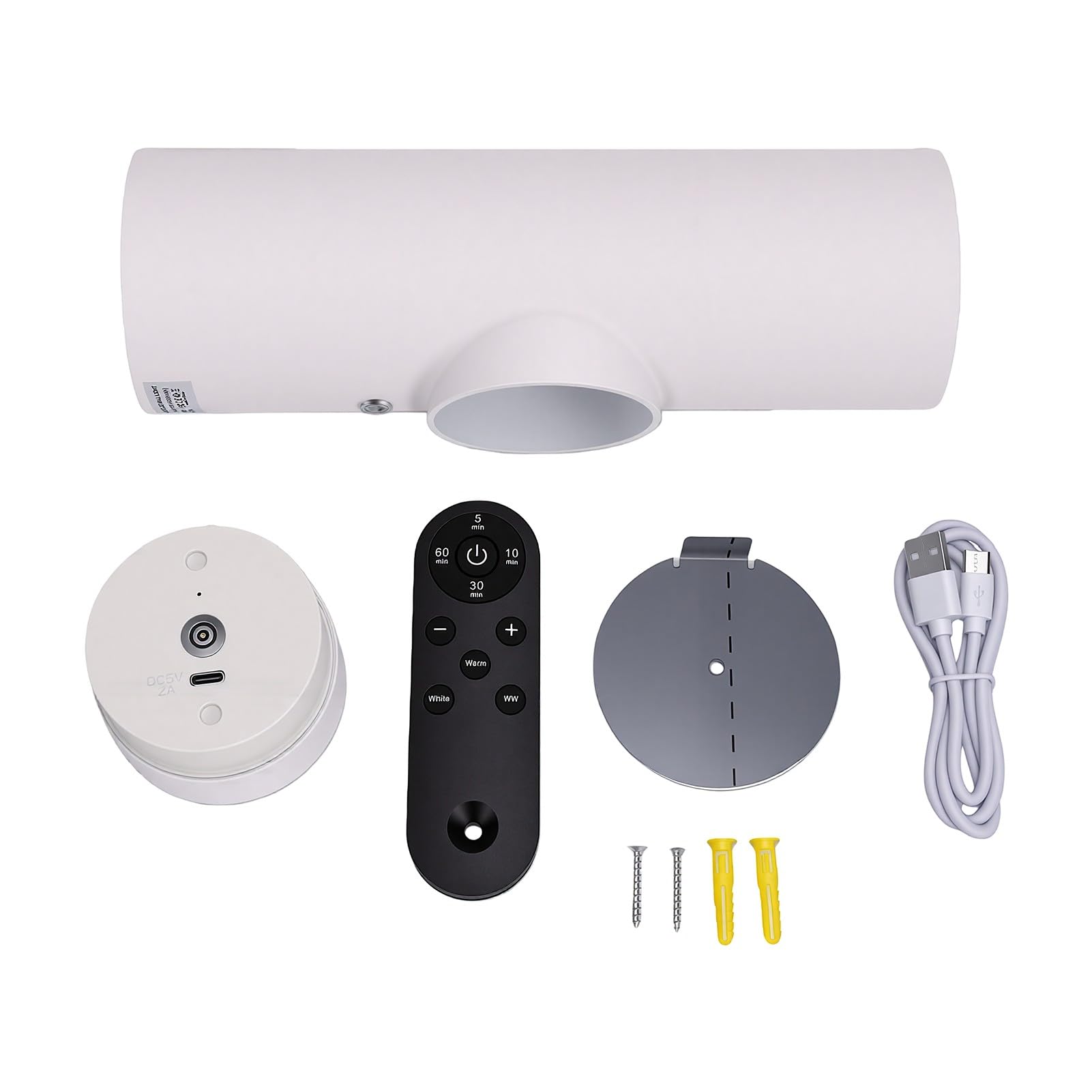 Lampada da Parete a LED Ricaricabile Dimmerabile Touch Control per Camera da Letto Soggiorno Batteria in Lega di Alluminio da 5000 MAh (WHITE)