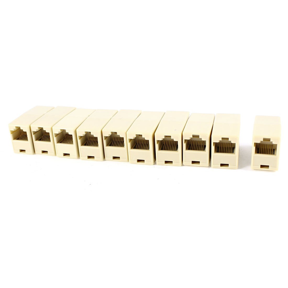 uxcell 10 Pcs RJ45 8P8C CAT6 Female to Female Network Cable Connectors Beige