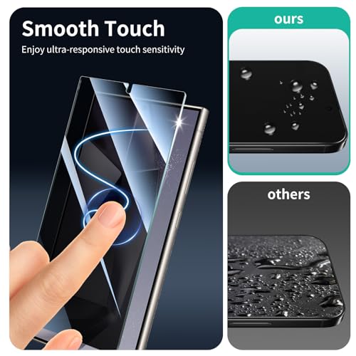 Privacy Screen & Camera Lens Protector for Samsung Galaxy S24 Ultra, Anti-Spy Tempered Glass, Dark Private Black Protection, 9H Hardness Anti-Scratch 2.5D Curved Edges Case-Friendly, 3 Pack Each by Fynorao - Used condition - Image 7
