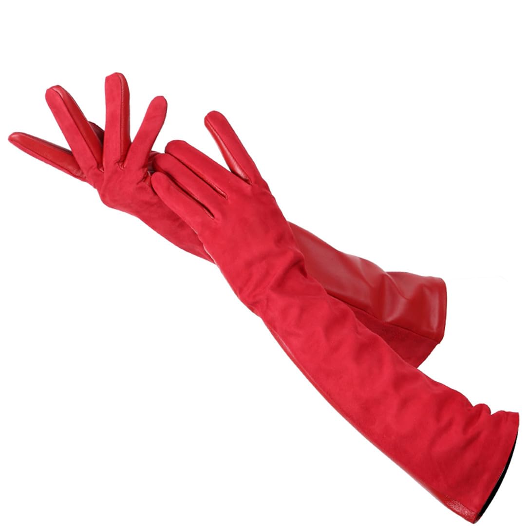 Yeuyyben Guanti Da Donna In Pelle Di Pecora Guanti In Pelle Da Donna In Pelle Scamosciata Mantieni Caldi I Guanti Lunghi Da Donna Invernali