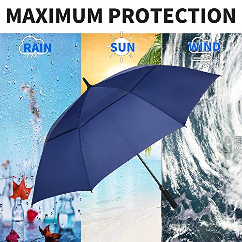 Image of MRTLLOA Automatic Open Golf Umbrella, 62 /68 Inch Extra-Large Oversized Double Canopy Vented Windproof Waterproof Stick Rain Golf Umbrellas for Men and Women