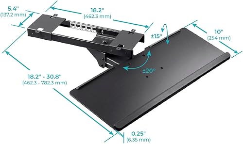 Miniatura 2 de Monoprice Bandeja ergonómica ajustable para teclado, con una plataforma de tamaño completo de 26.4 x 10 pulgadas, se extiende mínimo 18.2 pulgadas /