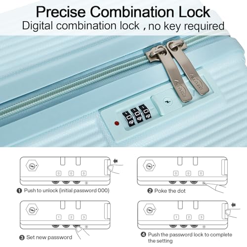 Image of Luggage Sets 3 Piece (20 /24 /28 inch)-Carry On Suitcase-Suitcase With Wheels-PC+ABS - Hardside Spinner Travel Luggage, Black, 10 Pcs Set, Hardside Luggage Sets With Spinner Wheels (Blue)