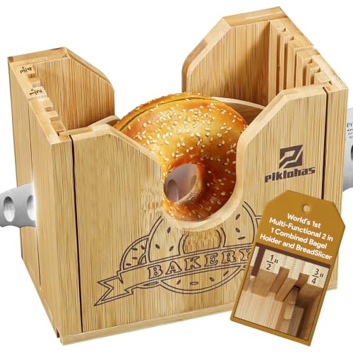 Image of Piklohas 2026 Bagel Slicer, Bamboo Bread Slicer for Small and Large Bagels