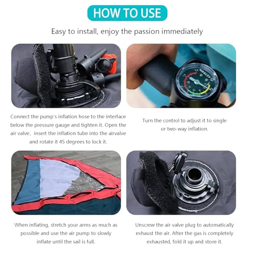 Portable Inflatable Sail,Professional 4.35m×1.88m Adult Inflatable Windsurf Sail.Oxford Cloth + PVC Inflatable Wing with Pump,360° Rotatable Base & Visualization Window for Surfing & Water Play - Thumbnail 7