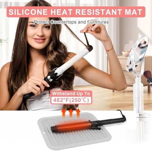 AMIJEAL Large Silicone Heat Resistant Mat for Hair Tools, Curling Iron Flat Iron Hair Straightener Holder Mat, Portable Hot Tools Sleeve Pad for Travel Vanity Salon(11.8" x 9.0") - Image 3