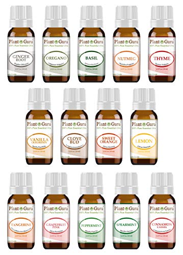 Kitchen Essential Oil Set 14-10 Ml. 100% Pure Therapeutic Grade Includes Ginger, Oregano, Basil, Nutmeg, Thyme, Vanilla, Clove, Orange, Lemon, Tangerine, Grapefruit, Peppermint, Spearmint, Cinnamon #TOP1