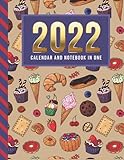 combos snack size  2022 Calendar and Notebook In One: 8.5x11 Monthly Planner with Note Paper Combo / Cupcake Ice Cream Pastry - Dessert Art Pattern / Large Organizer ... Ruled Lined Sheets / Life Organizing Gift