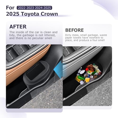 Image of LUWU Car Trash Can Compatible with 2022-2025 Toyota Crown - Interior Accessory with Lid, Portable Mini Dustbin, Leak-Proof Garbage Bin 2PCS
