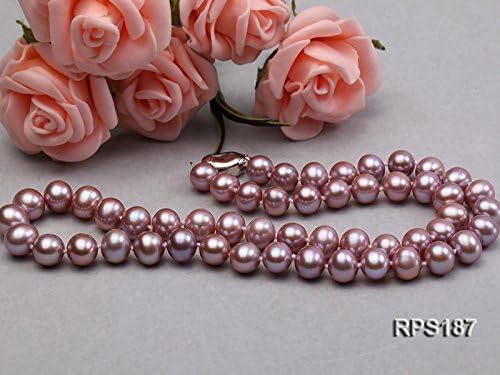 Miniatura 4 de JYX Pearl Juego de collar de perlas redondas cultivadas de agua dulce natural de 0.276-0.315 in de calidad AA+, Perla, Perla