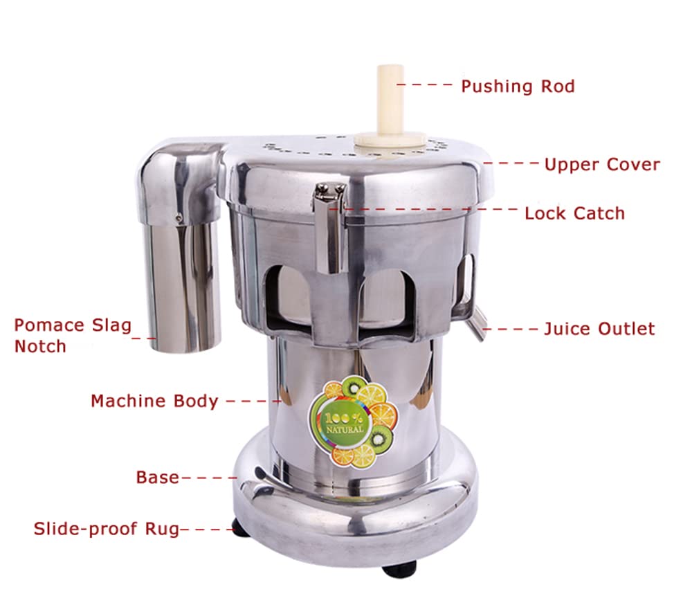 Extracteur de jus Commercial 750W en Acier Inoxydable Fruits électriques et légumes Centrifuge Juice Machine Extracteur