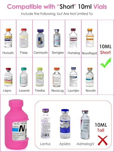 Image of YOUSHARES Insulin Vial Cover Insulin Bottle Protector - Silicone Protective Case for 10ml Short Insulin Vials, Durable Vial Case, Soft and Flexible Diabetes Vial Care