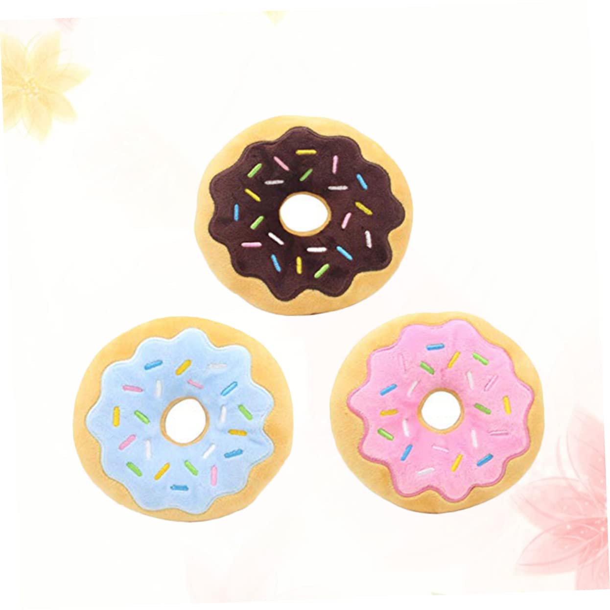 FRCOLOR 6stücke Hundespielzeug Plüsch Donut Kauspielzeug Mit Quietschfunktion Für Welpen Und Hunde Zufälligen Farben Für Kauen Und Spielen
