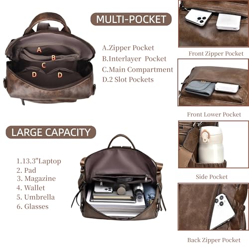 Image of Dora & Liz Womens Backpack Purse Leather Backpack Purse for Women Travel Fashion Backpack Designer Ladies Shoulder Bags