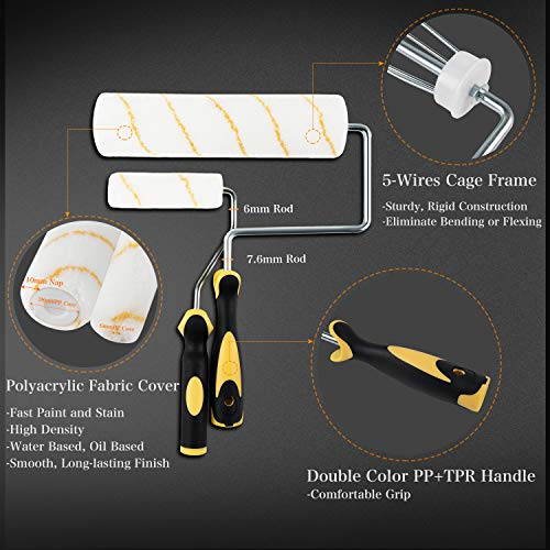 Eterna Paint Roller Kit, 9 Pieces Paint Supplies For House Painting, With Metal Paint Tray&9 Inch+4 Inch Paint Rollers&Cover&Frame&Brush, Perfect For Wall Decorating Home Diy Improvement #TOP3