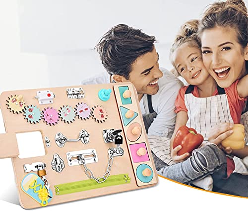 Busy Board Toys, SEAAN Busy Board pour Enfants Montessori, Apprentissage PréCoce De CompéTences De Base, Apprentissage Concernant Planche à Verrous