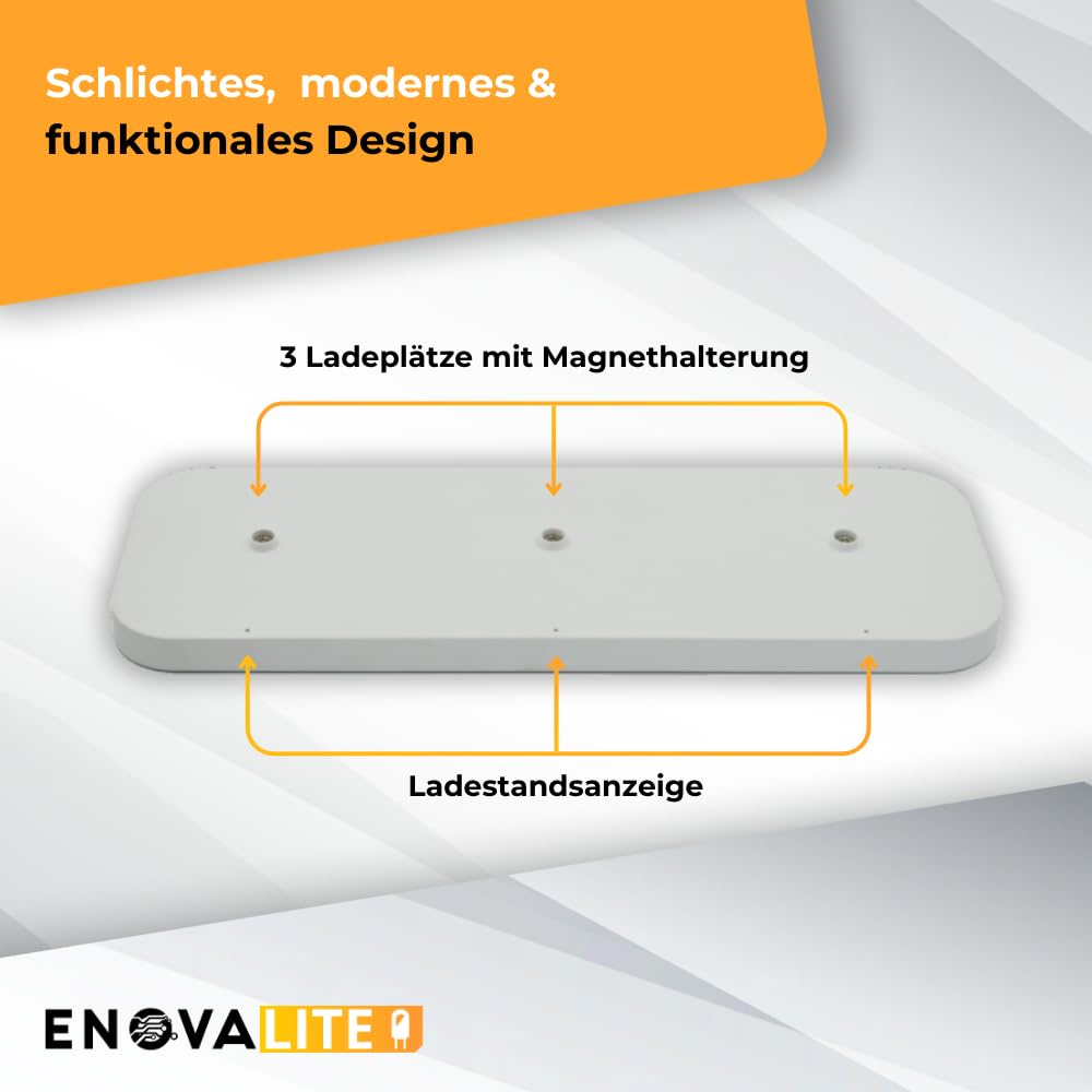 3x LED Akku Tischlampe kabellos mit Ladestation und Touch, Dimmbar, Warmweiß Neutralweiß Kaltweiß einstellbar - IP44 Tischleuchte Outdoor wiederaufladbar, Nachttischlampe, weiß