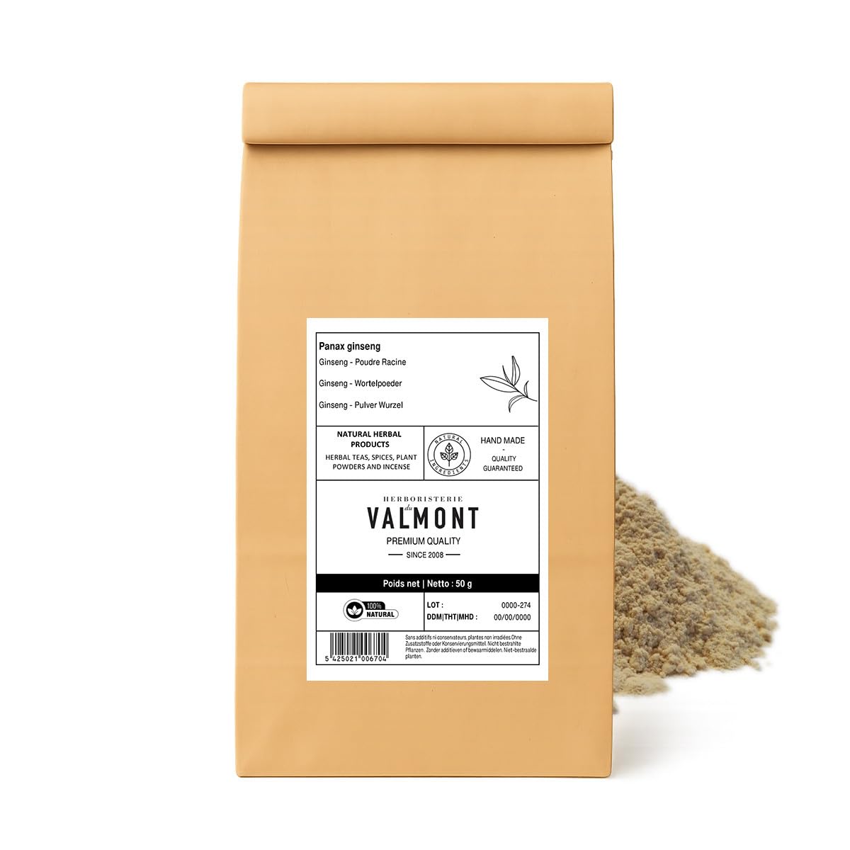 Ginseng - Panax ginseng - Poudre - Racine - 125g