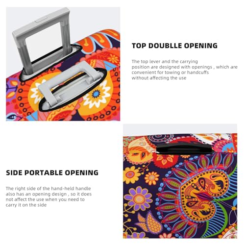 Travel Luggage Cover,Bright Floral Paisley Stretch Suitcase Cover Protector with Zipper Closure For 18-32 Inch Luggage4