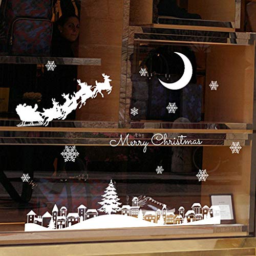 Dream-cool Feliz Navidad y Feliz Año Nuevo Etiqueta de la ventana, copos de nieve Vinilo removible Etiqueta de la pared de la puerta de la ventana Calcomanías para el hogar Decoración famous trusted