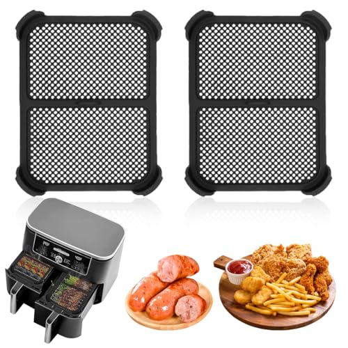 2 Pièces Grille Anti Projection pour Friteuse à air chaud, Couvercle Anti Eclaboussure pour Air Fryer Ninja AF400EU, Moule Silicone Accessoires Réutilisable Accessoires Air Fryer Moule