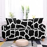 Sofa Überzug Schwarz Weiß Sofahusse Spandex Couchüberzug L Form Sofaüberzug Waschbarer Couch Überzug Haustiere Bezug Sofa Ecksofa Sofabezug Rutschfester Couchbezug Stretch Sofabezüge 4 Sitzer