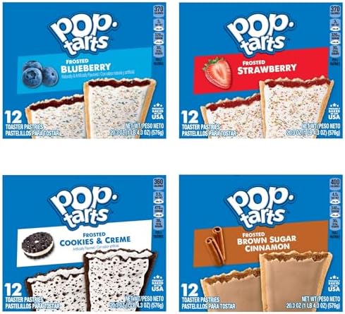 Pop-Tarts Toaster Pastries, Breakfast Foods, Kids Snacks, Value Pack, 4-Flavor Variety Pack (5 Boxes, 60 Pop-Tarts) — view 10
