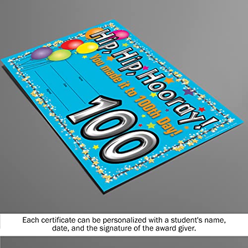 Barker Creek Recognition Awards, 100Th Day, Celebrate Student Achievements With These Colorful Awards, 30 Awards Per Pkg, 8.5" X 5.5" (426) #TOP3