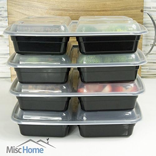 [20 Pack] 3 Compartment Meal Prep Containers BPA Free Portion Control Bento Boxes (39 Oz.)