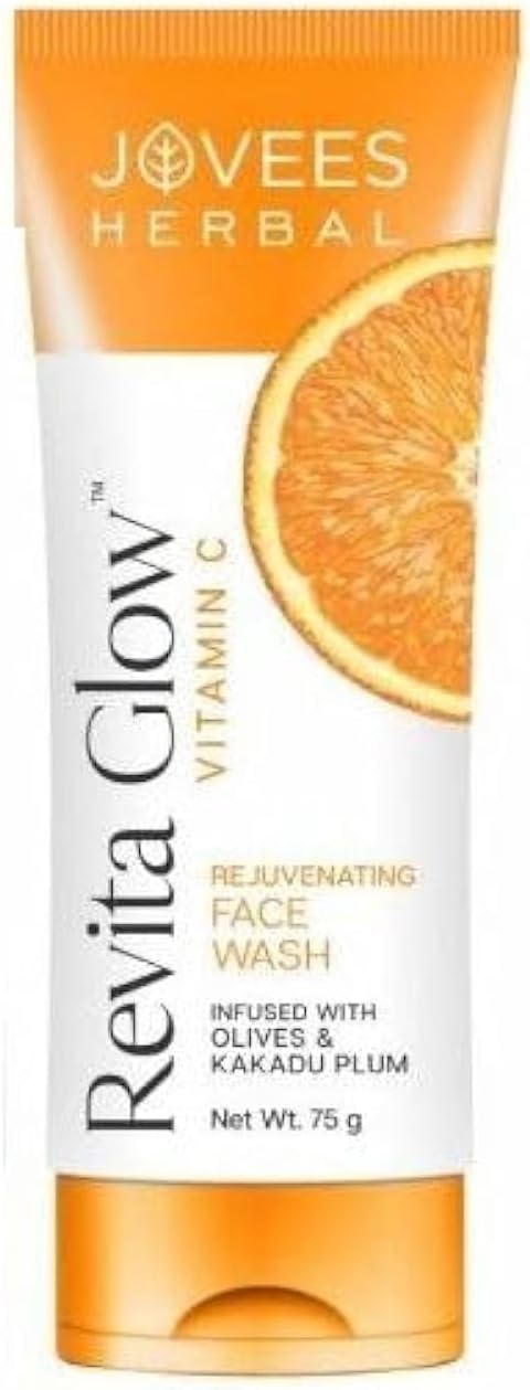 Jovees Herbal Revita Glow Vitamin C Face Wash For Glowing And Brightening Skin | Gentle Skin Hydrating & Rejuvenating Face Wash Cleanser with Kakadu Plum and Olives | For All Skin Types- 75g